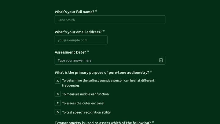 Audiologist Assistant Knowledge Quiz preview