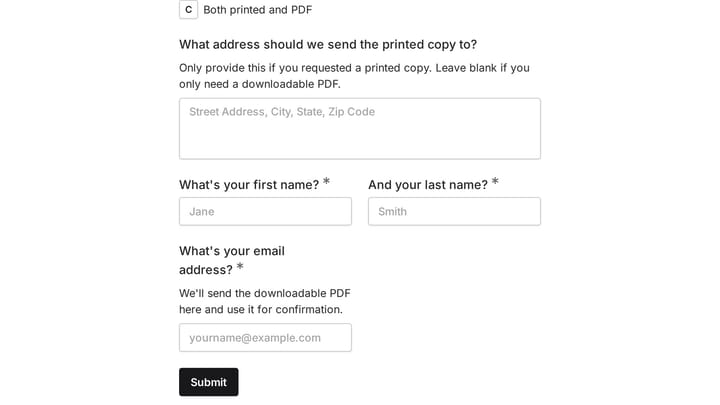 Document delivery form preview