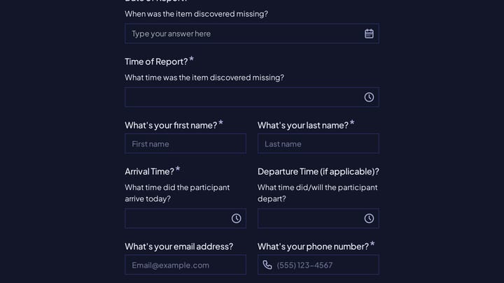 Lost Property Report preview