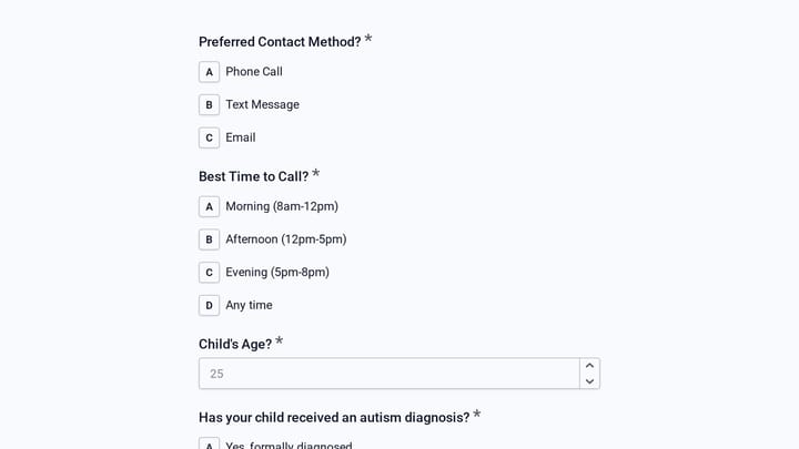 ABA Therapy Callback Request preview