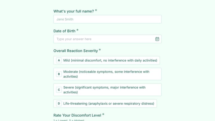 Allergy & Immunology Symptom Diary preview