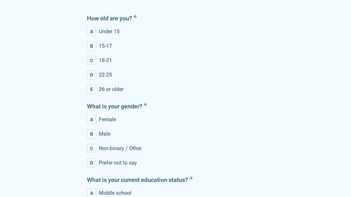 Civic Engagement in Youth Survey Form preview