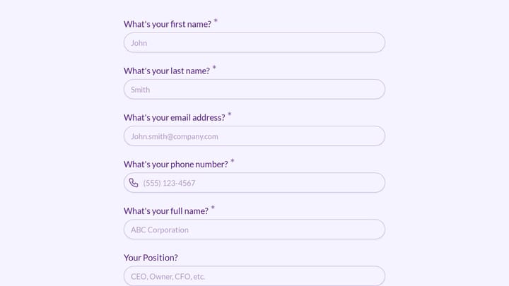 Business Valuation Callback Request preview