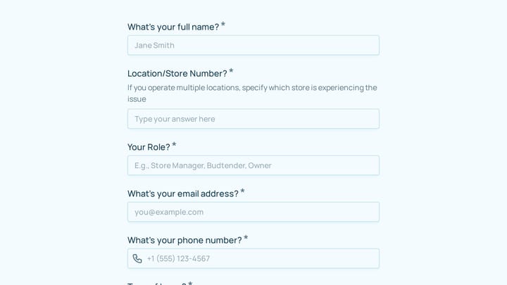 POS Support Request preview
