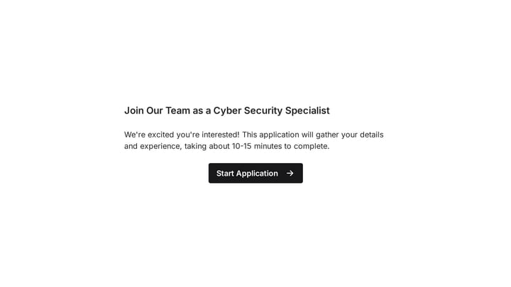 Cyber Security Specialist Job Application Form preview
