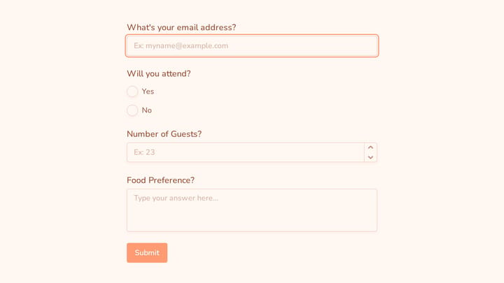 Event Invitation Form preview