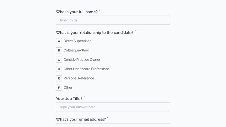 Dental Office Manager Reference Check preview