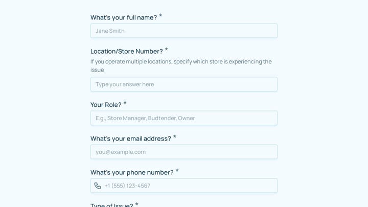 POS Support Request preview