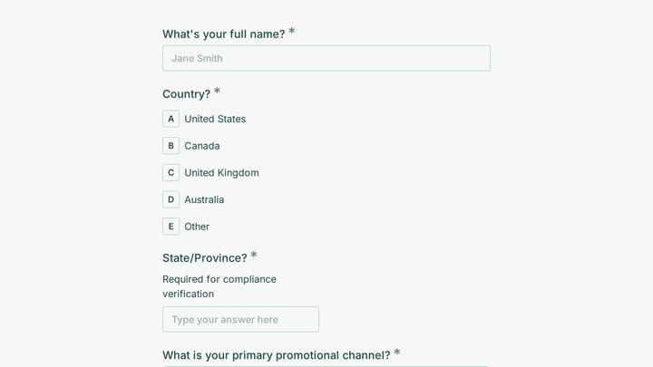 CBD & Hemp Affiliate Program Application preview