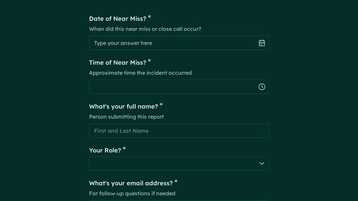Near Miss & Close Call Report preview