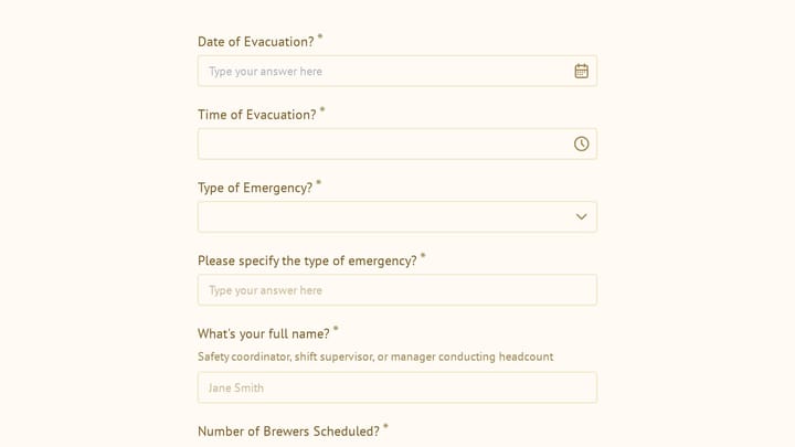 Emergency Evacuation & Headcount Form preview