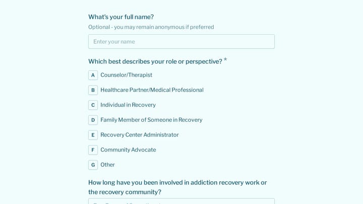 Addiction Recovery Center Stakeholder Interview preview