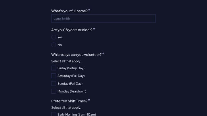 Anime Convention Volunteer Application preview