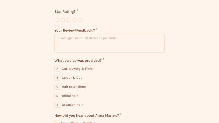 Hair Salon Review Form preview