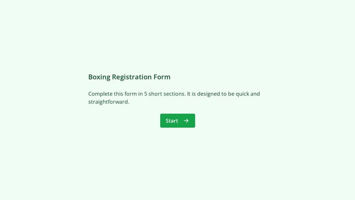 Boxing Registration Form preview