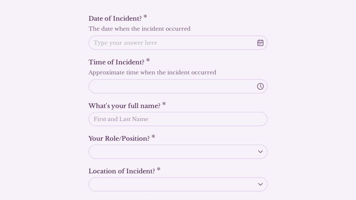 Safety Incident Report preview