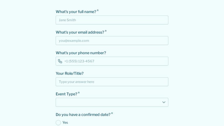 Event Marketing Discovery Form preview