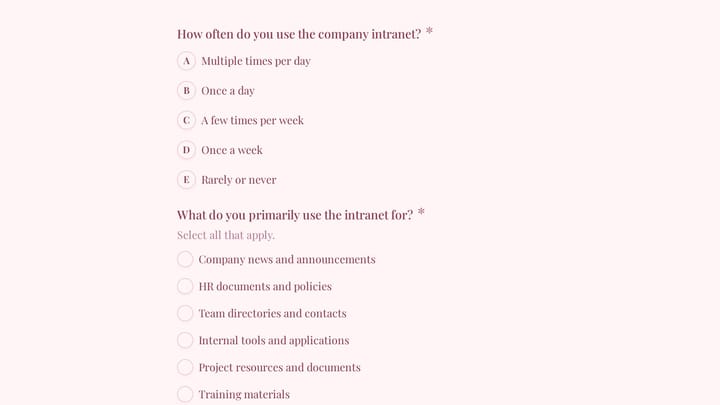 Company Intranet Usability Survey preview