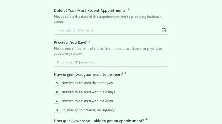 Advanced Access Scheduling Patient Survey preview