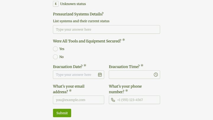 Aircraft Maintenance Hangar Evacuation Form preview