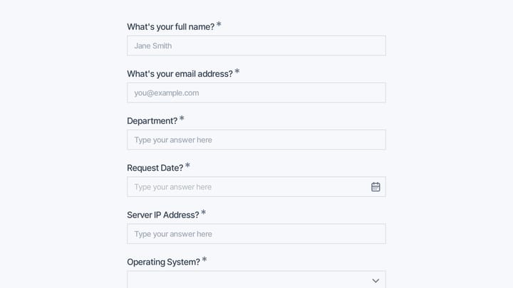 Backup Server Configuration Request preview
