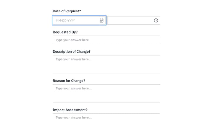Change Management Report Form preview