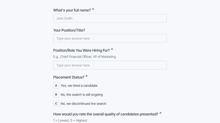 Executive Search Client Satisfaction Survey preview