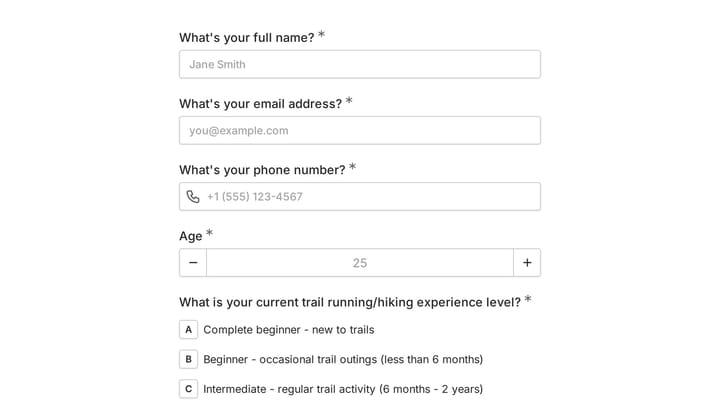 Trail Running & Hiking Fitness Intake preview