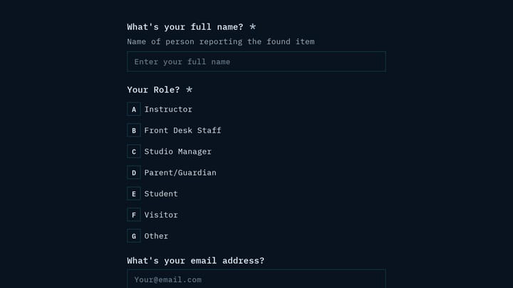 Found Item Report preview