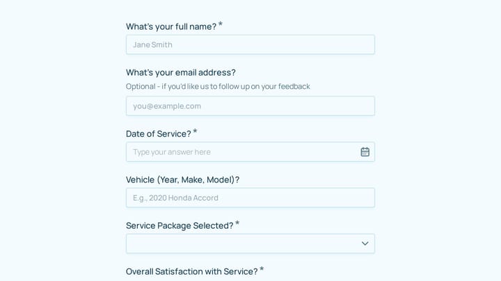 Auto Detailing Service Satisfaction Survey preview