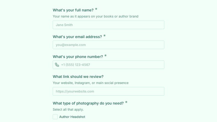 Author Headshot & Book Photography Intake preview