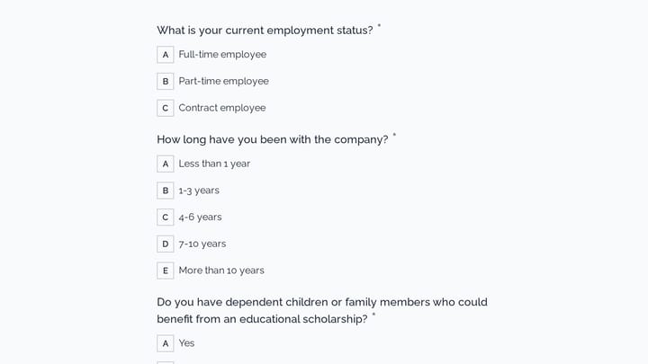 Employee Scholarship Program for Dependents Survey preview