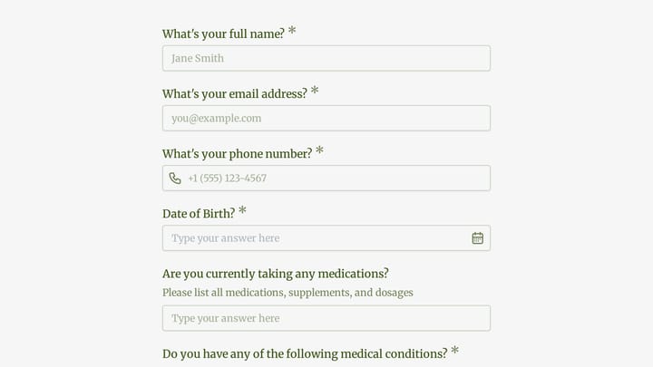 Altitude Training Intake Form preview