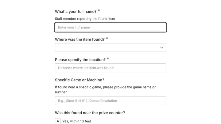 Found Item Report preview