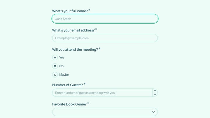 Community Book Club RSVP Form preview