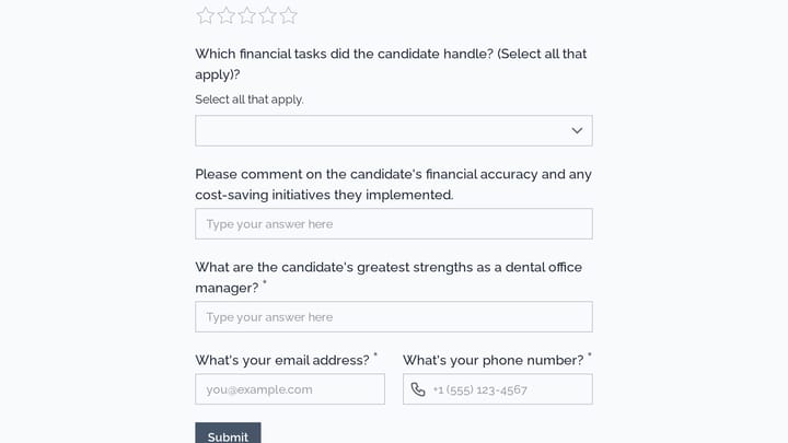 Dental Office Manager Reference Check preview