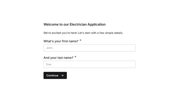 Electrician Job Application Form preview