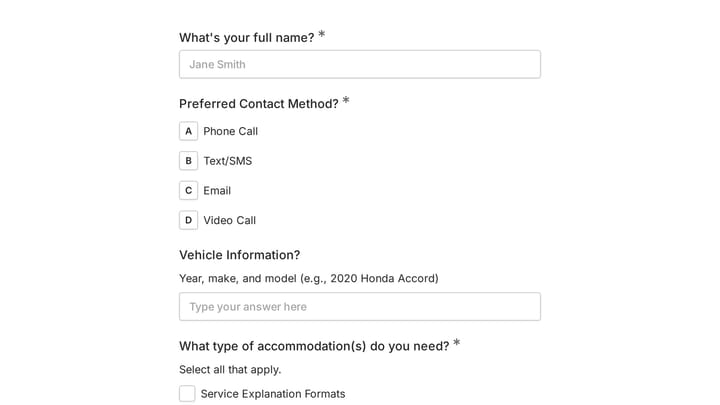 Accessibility Accommodation Request preview