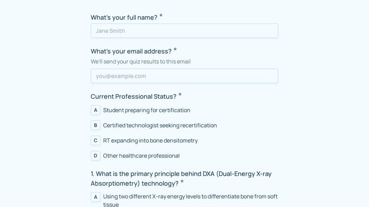 Bone Densitometry Technologist Certification Practice Quiz preview