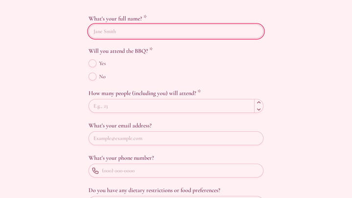 BBQ RSVP Form preview