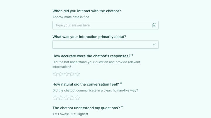 AI Chatbot User Satisfaction Survey preview