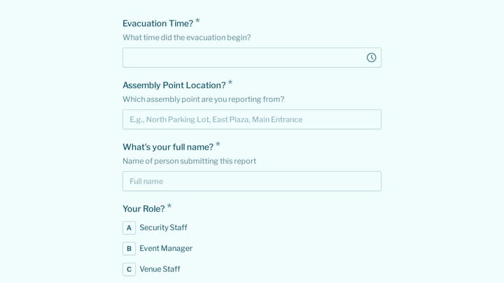 Convention Center Event Evacuation Form preview