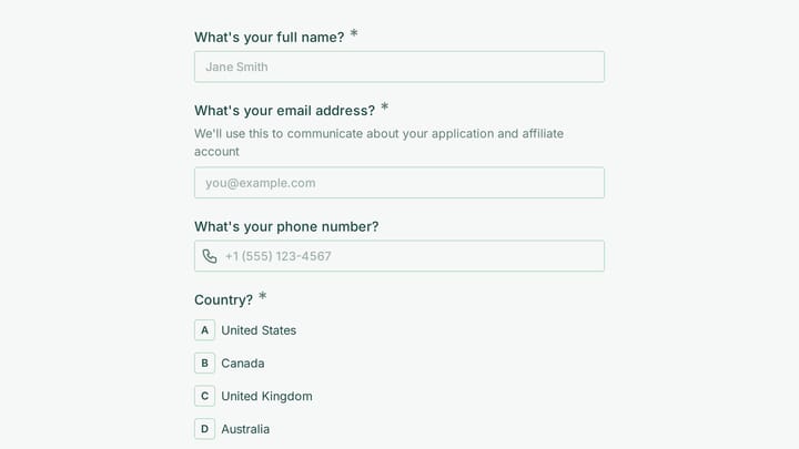 CBD & Hemp Affiliate Program Application preview