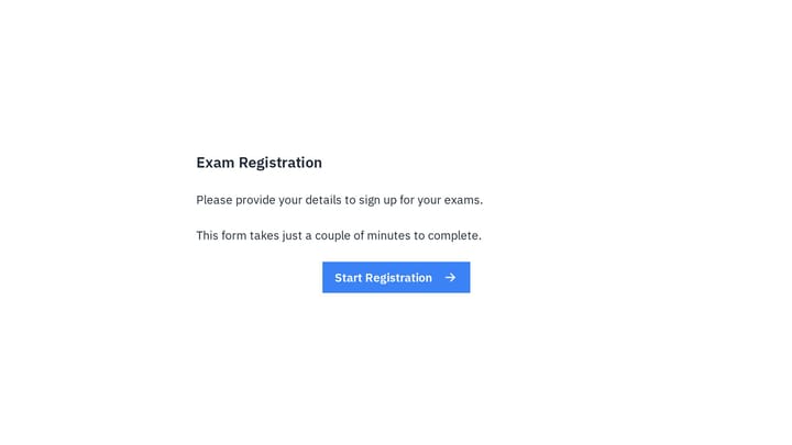 exam registration form preview