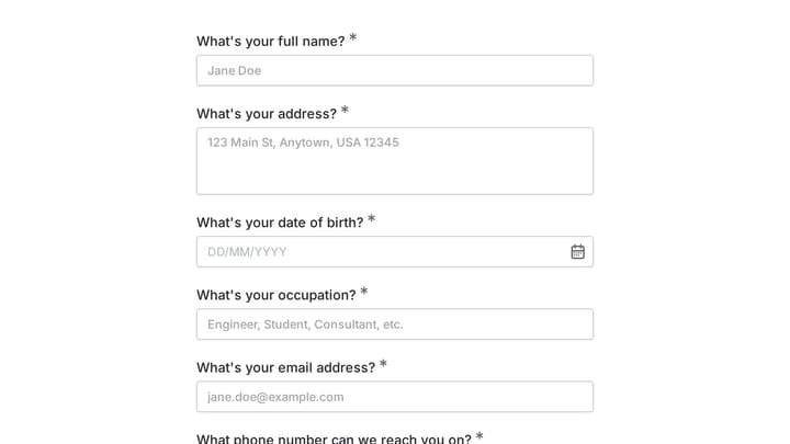 Data Collection Form preview