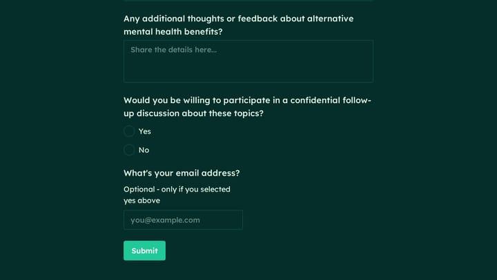 Alternative Mental Health Benefits Survey preview
