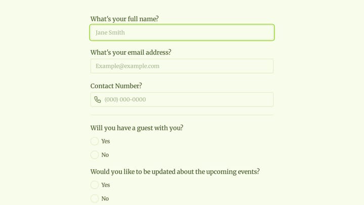 Event Registration Form preview