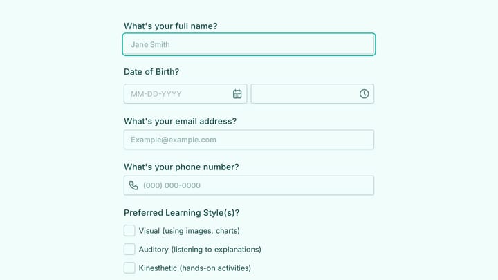 Beginning Of The Year Student Questionnaire Form preview