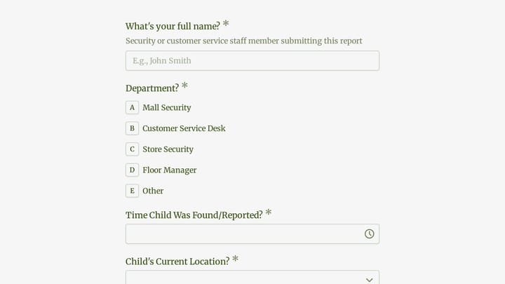 Lost Child Report preview