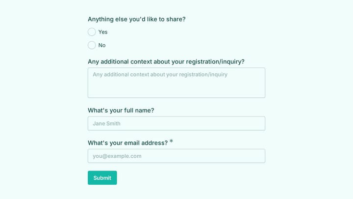 Online Registration Form preview
